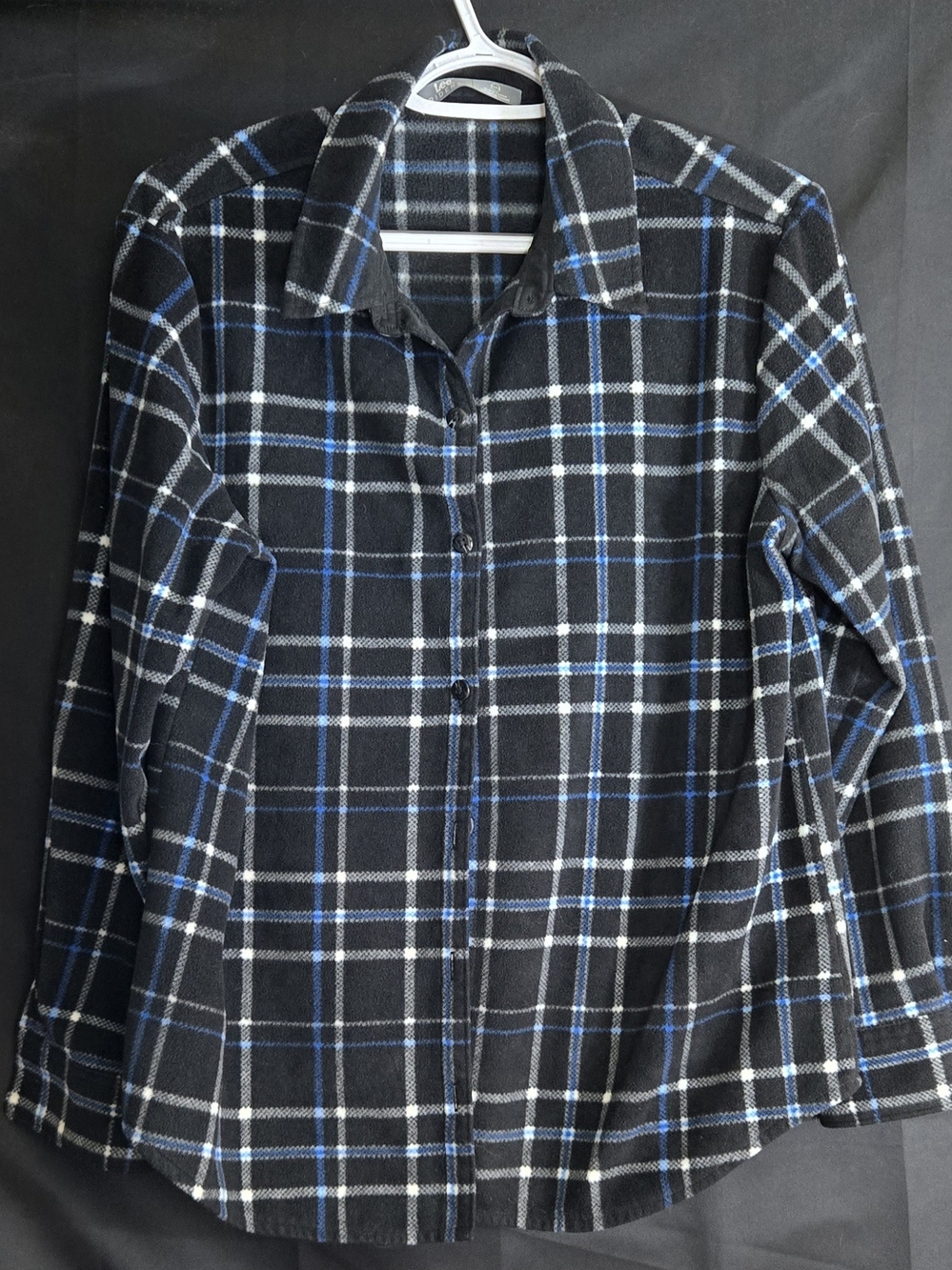 Unisex Blue Plaid Button-Up Shirt with Blue & White Windowpane #540